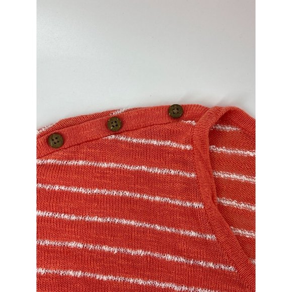 J Jill Women's Orange White Striped Knit Linen Sweater 3/4 Sleeve Size Small - Picture 6 of 10